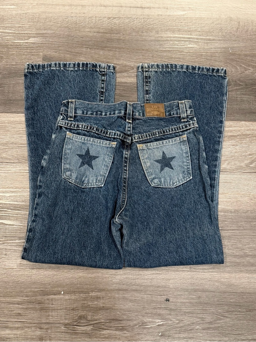 VTG Lee Women’s Blue Medium Wash Bootcut Jeans Stars USA Denim Cotton Sz 8